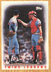 1987 Topps Baseball Cards      206     Twins Team#{(Frank Viola and#{Tim Laudner)